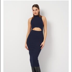 Zara Navy Cut-Out Midi Dress